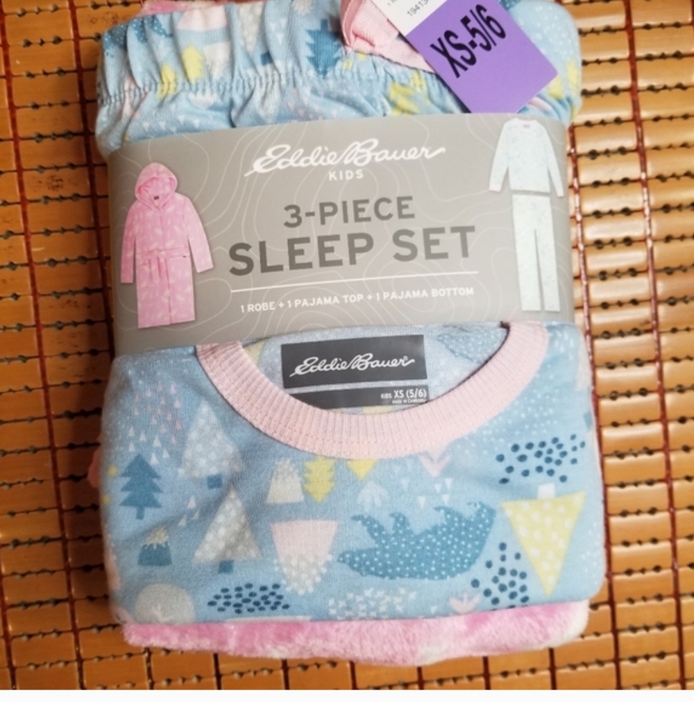Eddie Bauer Pajama 3 Piece Sleep Set Robe Long Sleeves - Picture 4 of 4